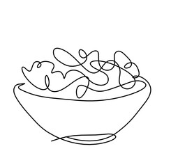 Abstract salad as line drawing on white