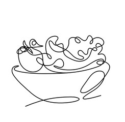Abstract salad as line drawing on white