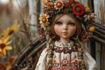 Folk doll in Ukrainian clothes