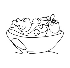 Abstract salad as line drawing on white