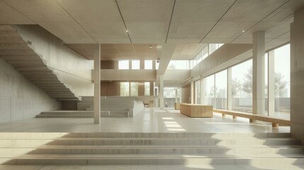 Bright and Airy Staircase and Lobby of a Modern Building