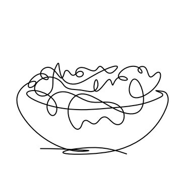 Abstract salad as line drawing on white