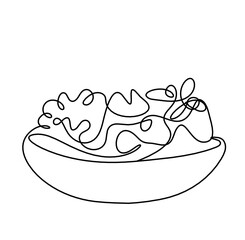 Abstract salad as line drawing on white