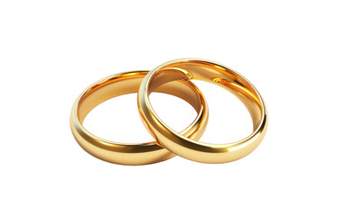 Golden Wedding Rings Duo isolated on Transparent background.