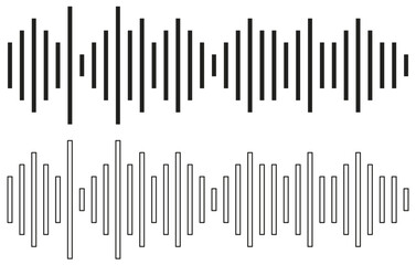 set of Music player sound bar.  Sound waves of voice. Audio speech spectrum noise collection.Record interface. Equalizer icons with soundwave line isolated on white background. collection noise.eps 10