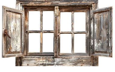 Vintage Wooden Window isolated on Transparent background.
