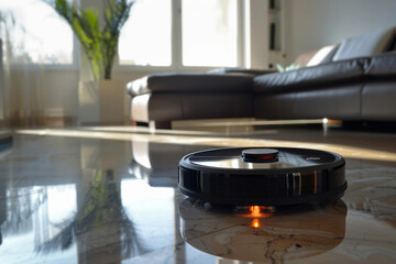 Smart robot vacuum cleaner in the room