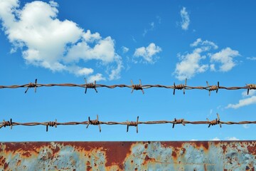 Fence with barbed wire on a prison or security building