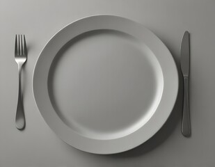 White flat empty plate and napkin on a white background. AI generated
