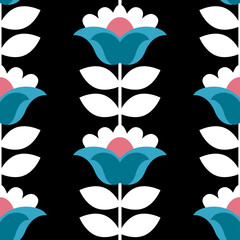 Fototapeta na wymiar Mexican floral ethnic geometric seamless pattern 