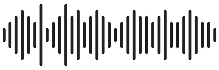 Radio Wave icon. Monochrome simple sound wave on whitet background. Vector sound wave icon. Music player sound bar. Record interface. Equalizer icon with soundwave line. vector illustration. Eps 10