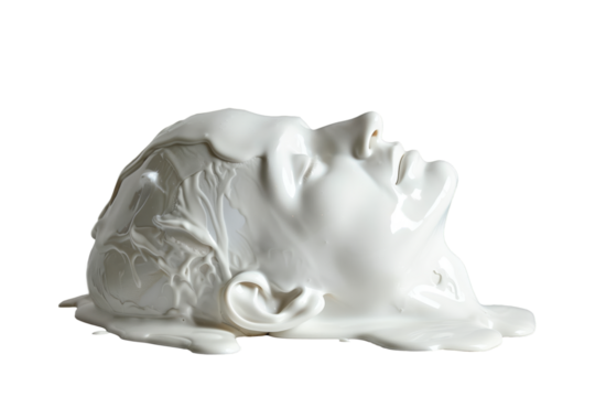 Melted man male mannequin white head, isolated white transparent background - Powered by Adobe