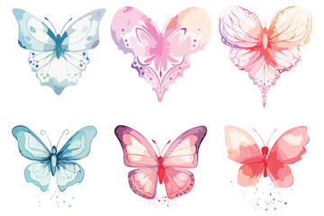 Fototapeta premium Watercolor butterfly vector illustration on white background.