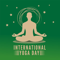 Silhouette of a person in a yoga lotus meditating position. Happy international Yoga day