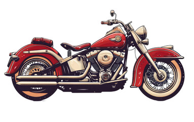 Classic Motorcycle Vintage Artwork isolated on Transparent background.