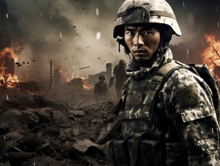 A captivating portrait of modern chinese soldiers engaged in battle