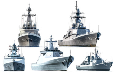 Modern Warships isolated on Transparent background.