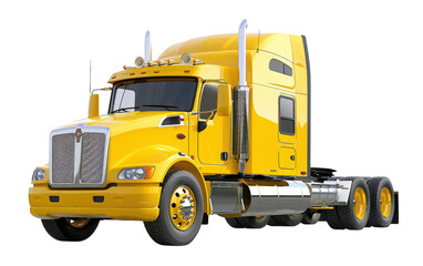 Sleek Yellow Truck Tractor, Stylish Yellow Semi-Truck isolated on Transparent background.
