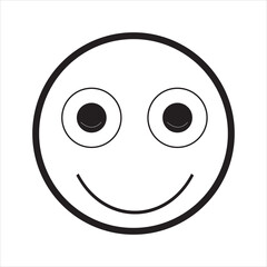  Happy face emoji vector icon. Face smile icon positive neutral.  Black color and simple solid, Symbol, vector  illustration.
