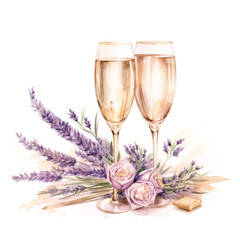 Champagne glasses with flowers 