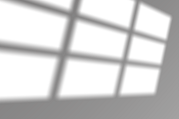Realistic window shadow overlay effect on transparent background. Falling window shadow blur shadows on white wall. White and black to overlay on photo or layout.