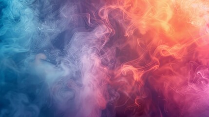 Colorful smoke background. Blue, purple and orange smoke