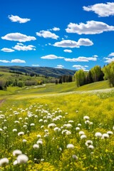 idyllic mountain meadow landscape with wildflowers