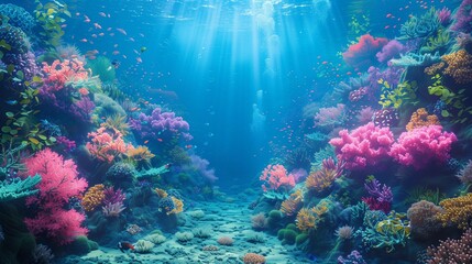 Naklejka premium Man-Made Marvel: Undersea World of Corals, generative ai