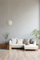 Airy and bright living room with a comfortable white sectional sofa