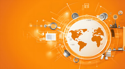 Obraz premium E learning Curriculum Design Map on Orange Background Online Education Blueprint