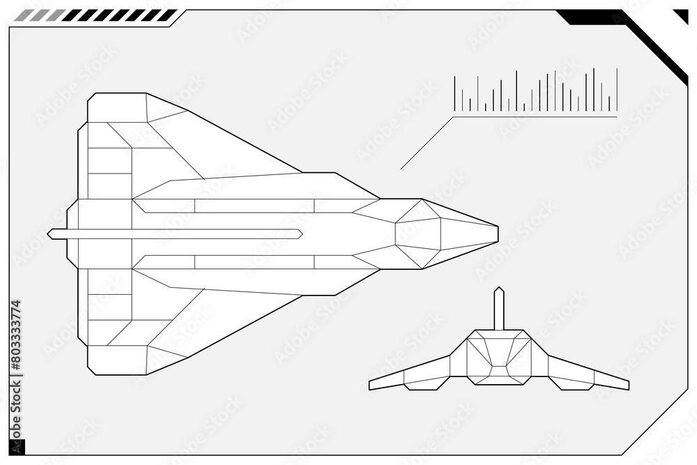 Poster hud futuristic starship scheme on spacecraft cockpit radar dashboard control panel. spaceship wirefr