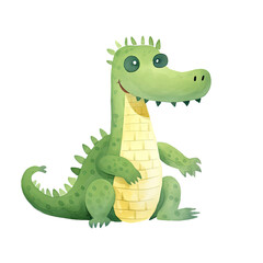 AI-Generated Watercolor Alligator Clip Art Illustration. Isolated elements on a white background.