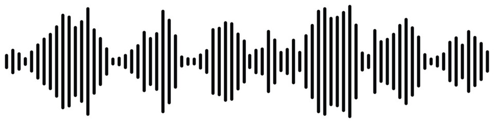 Radio Wave icon. Monochrome simple sound wave on whitet background. Vector sound wave icon. Music player sound bar. Record interface. Equalizer icon with soundwave line. vector illustration. Eps 10