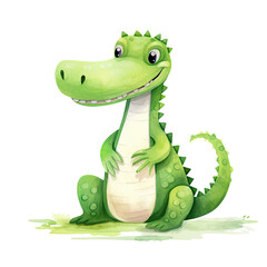 Fototapeta premium AI-Generated Watercolor Alligator Clip Art Illustration. Isolated elements on a white background.