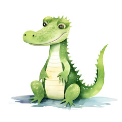 Obraz premium AI-Generated Watercolor Alligator Clip Art Illustration. Isolated elements on a white background.