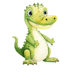 Fototapeta premium AI-Generated Watercolor Alligator Clip Art Illustration. Isolated elements on a white background.