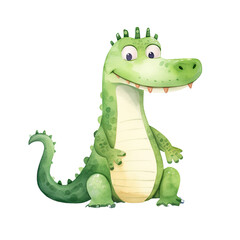 Obraz premium AI-Generated Watercolor Alligator Clip Art Illustration. Isolated elements on a white background.