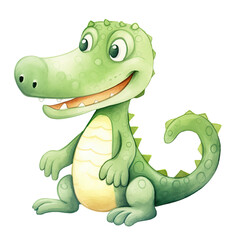 Naklejka premium AI-Generated Watercolor Alligator Clip Art Illustration. Isolated elements on a white background.