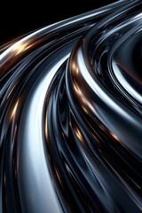 A black and shiny background with a swirl of metallic colors, AI