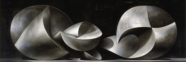 Shiny metal lines and shapes pattern. Abstract background