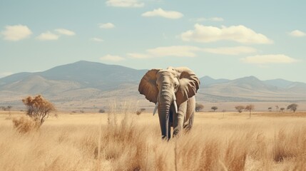 Elephant walking through the savanna