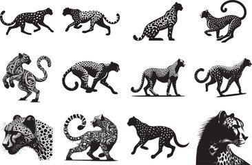 Black Colour Cheetah Vector Silhouette Illustration © RMdesigner71
