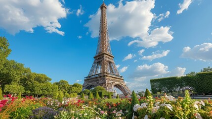 Scenic view of the Eiffel Tower in Paris, France