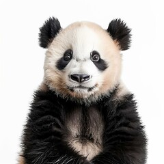 Fototapeta premium A giant panda bear staring at the camera with a curious expression on its face