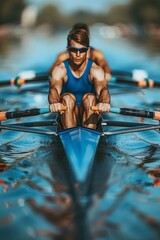 Close up of rower s hands in sync, illustrating olympic teamwork concept in summer games