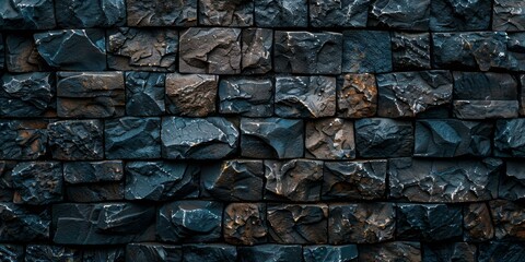 Dark rough stone wall texture background - obrazy, fototapety, plakaty
