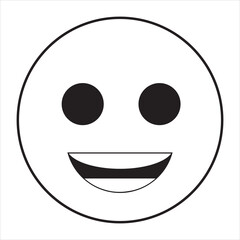 Face smile icon positive neutral.   Happy face emoji vector icon.  Black color and simple solid, Symbol, vector  illustration.
