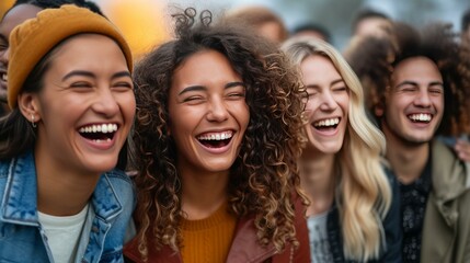 Fototapeta premium A group of diverse friends laughing together