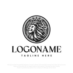 Lion King logo design isolated on black