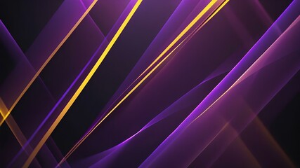 Fototapeta premium abstract background with purple and yellow glowing lines in a random design in foreground while the background in dark